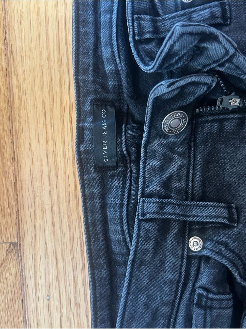 Silver Jeans Black Lace-Up Hem Straight Jeans - Picture 3 of 5